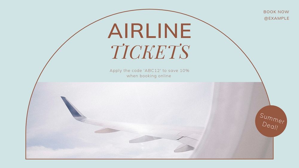 Airline tickets deal blog banner template, editable text & design