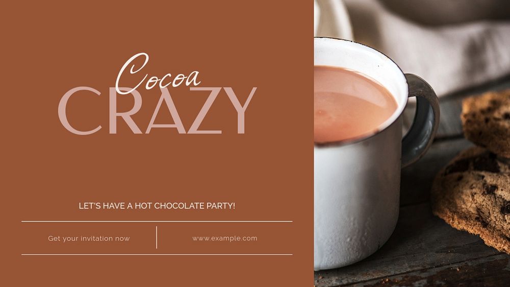 Hot chocolate party blog banner template, editable text & design