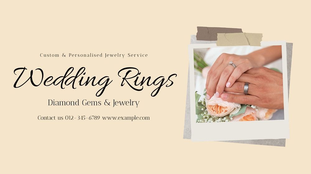 Wedding rings blog banner template, editable text & design