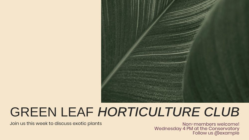 Green leaf club blog banner template, editable text & design