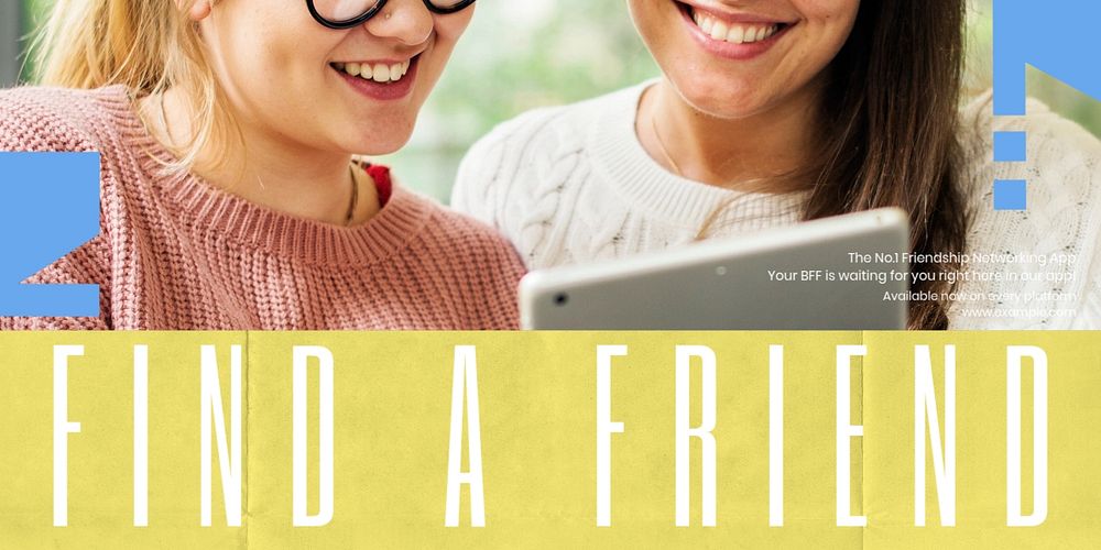 Find a friend Twitter post template, editable text