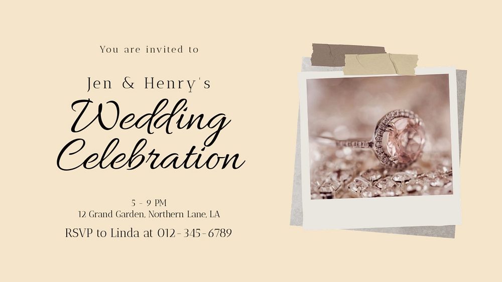 Wedding celebration blog banner template, editable text & design