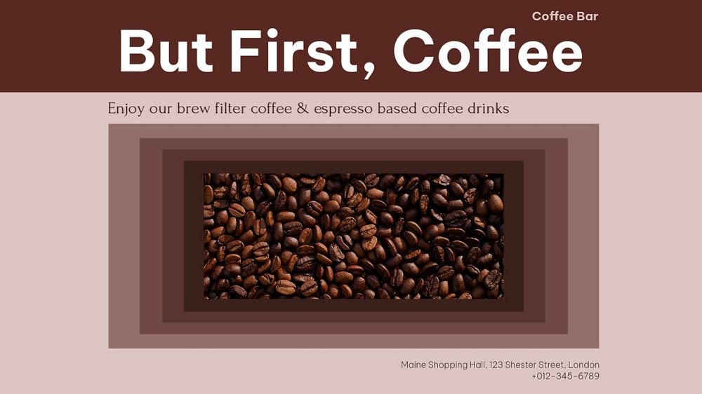 Coffee shop blog banner template, editable text & design