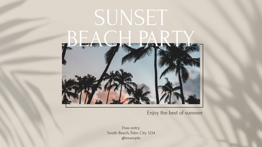 Beach party blog banner template, editable text & design