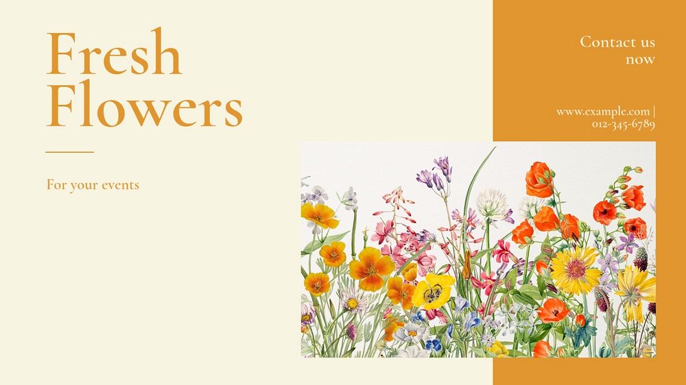 Fresh flower blog banner template, editable text & design