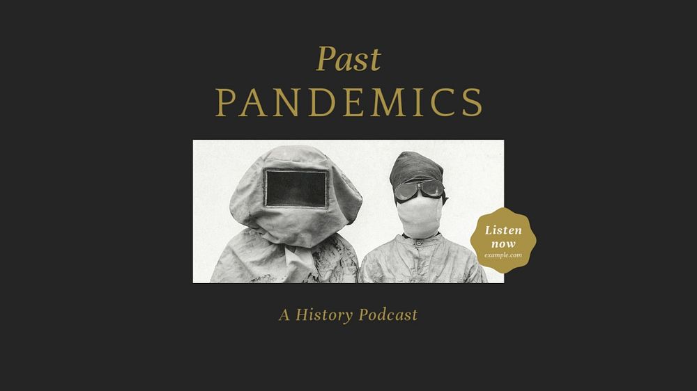 Pandemic podcast blog banner template, editable text & design