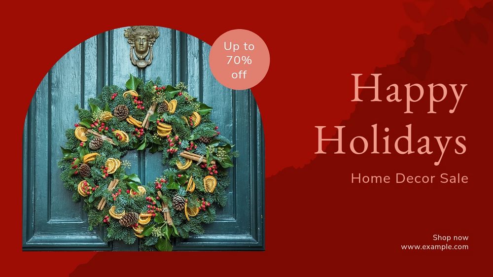 Happy holidays blog banner template, editable text & design