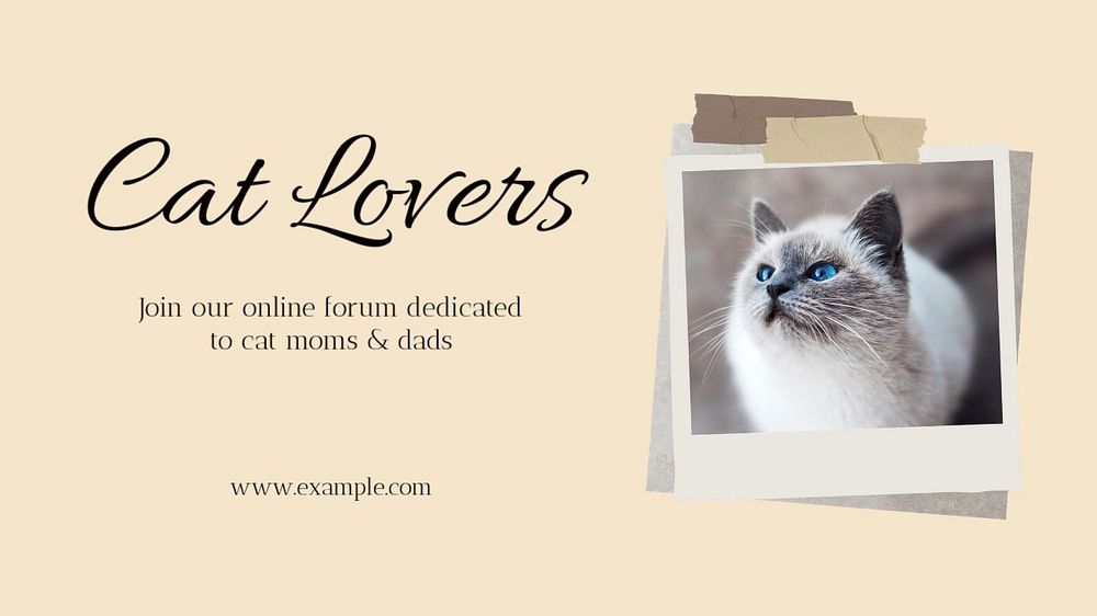 Cat lover blog banner template, editable text & design