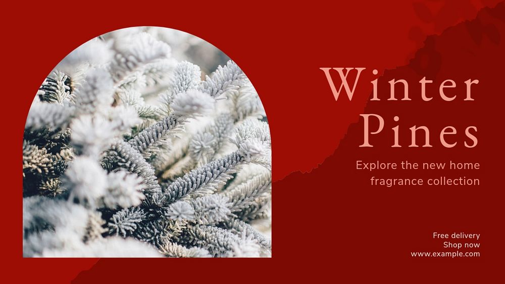 Winter pines blog banner template, editable text & design