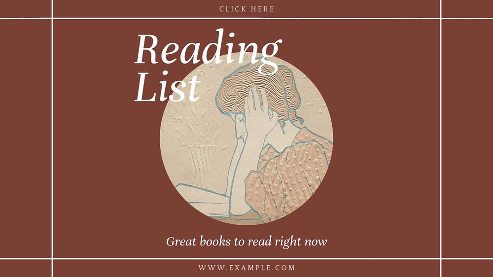 Reading list blog banner template, editable text & design