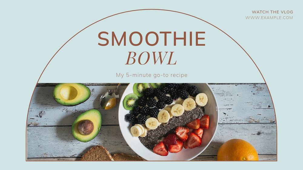 Smoothie bowl blog banner template, editable text & design