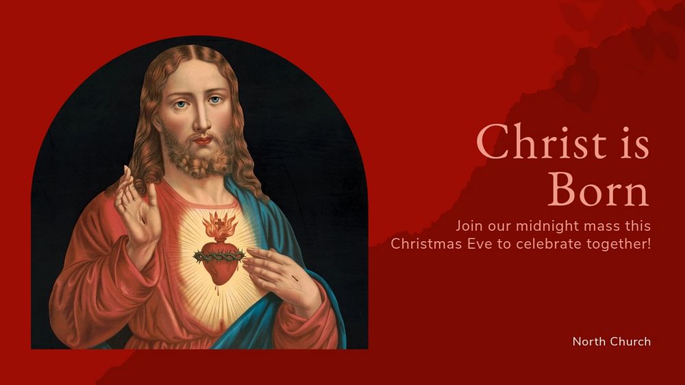 Christmas eve mass blog banner template, editable text & design