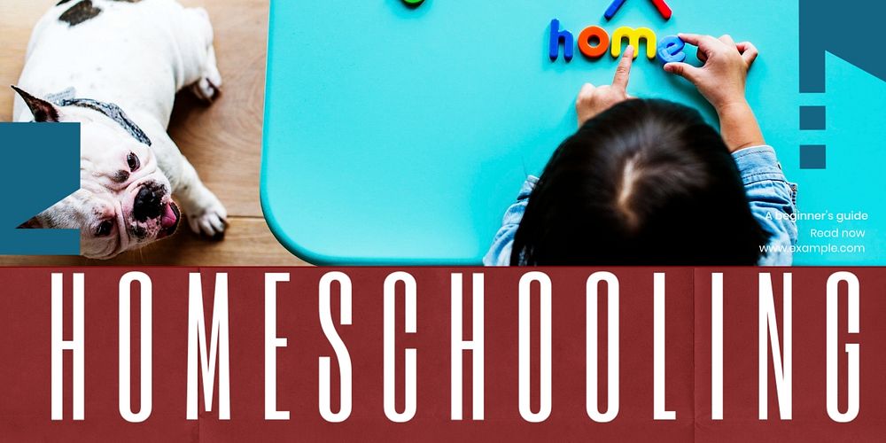 Home school children Twitter post template, editable text