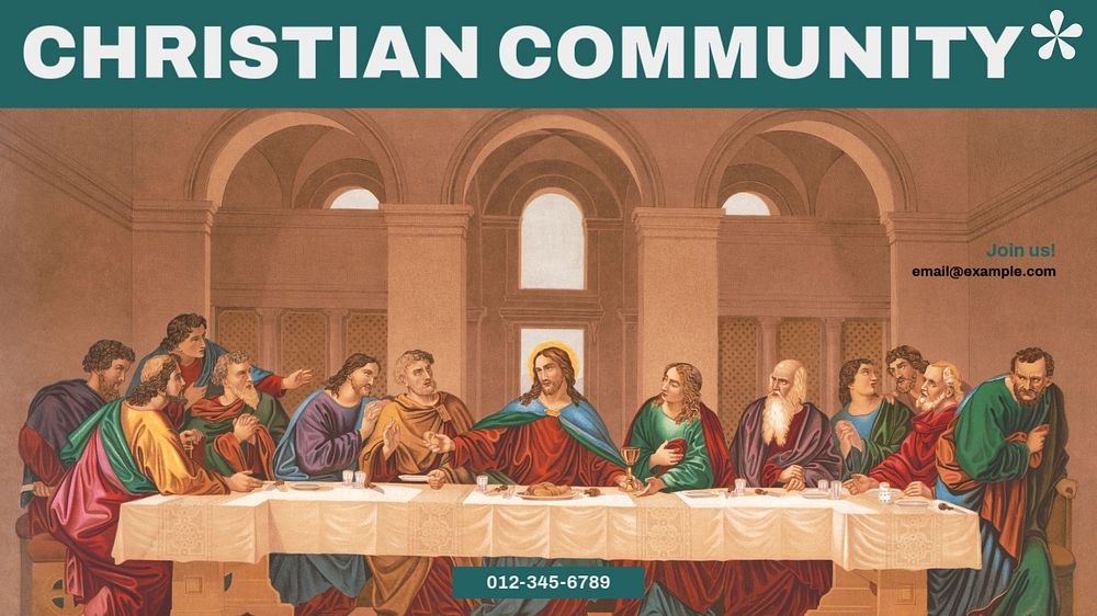 Christian community blog banner template, editable text & design