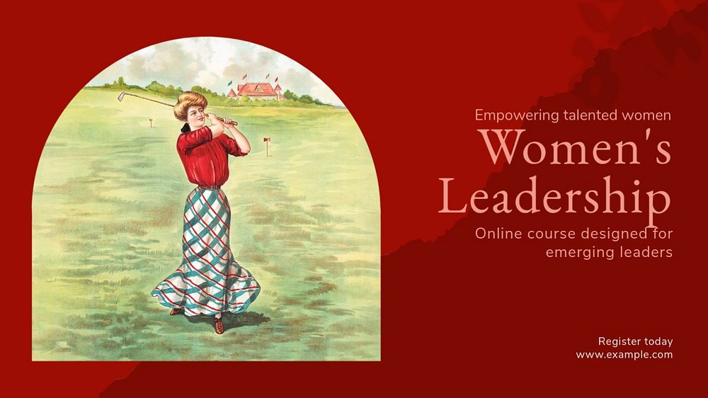 Women's leadership course blog banner template, editable text & design