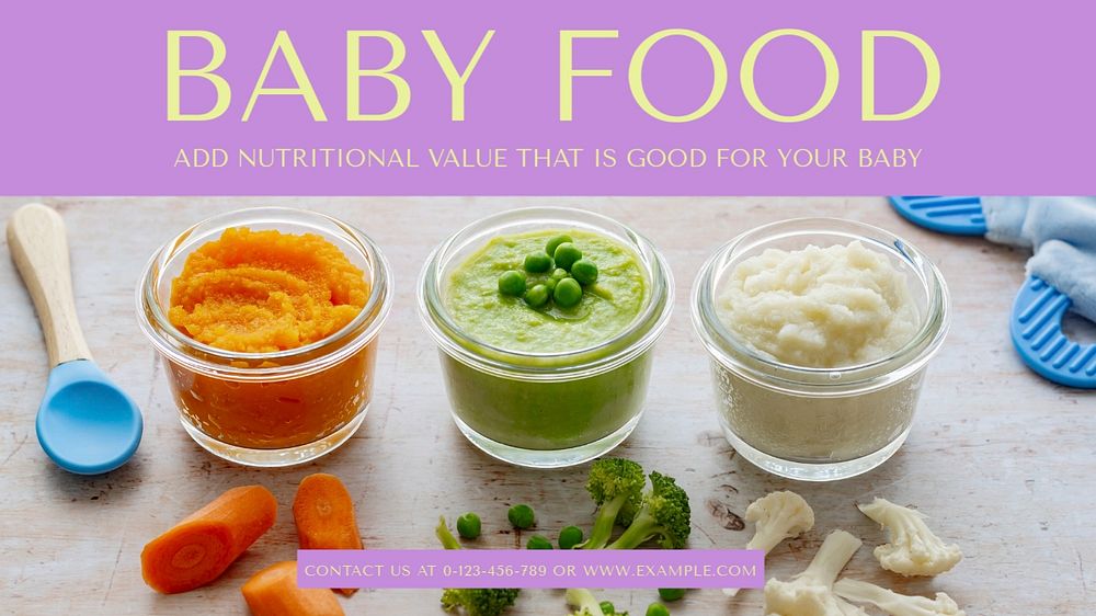 Baby food blog banner template, editable design