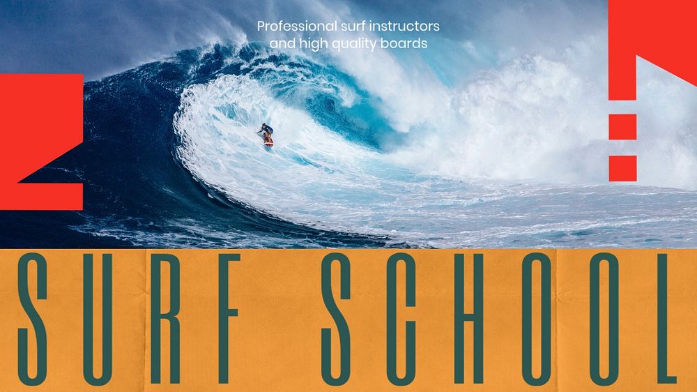 Surf school blog banner template, editable design