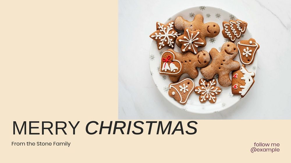 Merry Christmas blog banner template, editable text & design