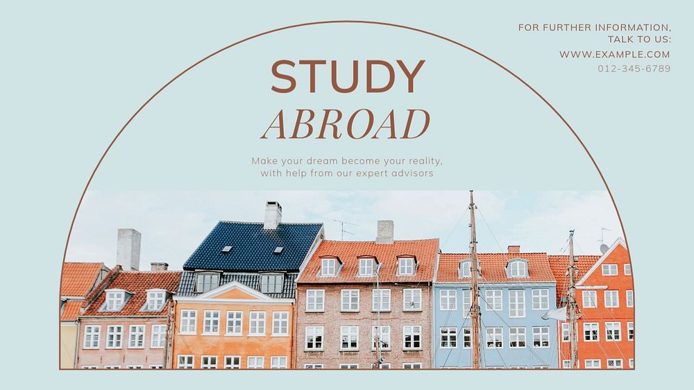 Study abroad blog banner template, editable text & design