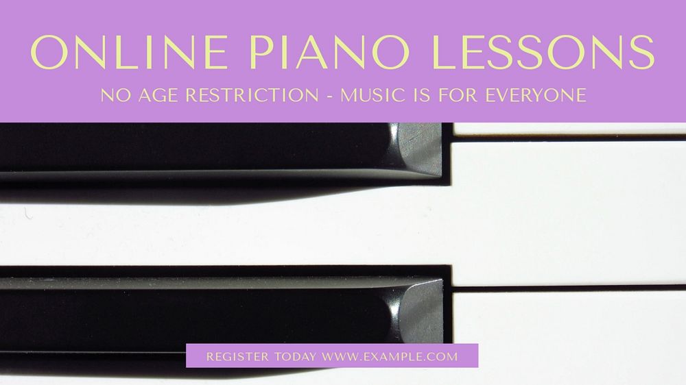 Online piano lesson blog banner template, editable design