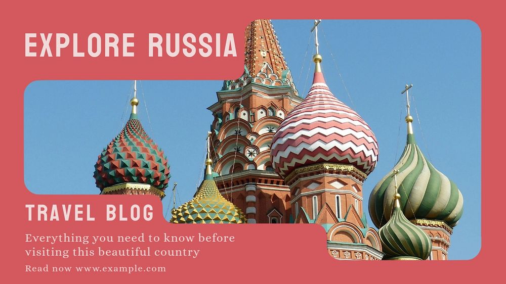 Russia travel blog banner template, editable design