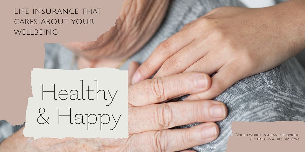 Healthy & happy Twitter ad template, editable text & design
