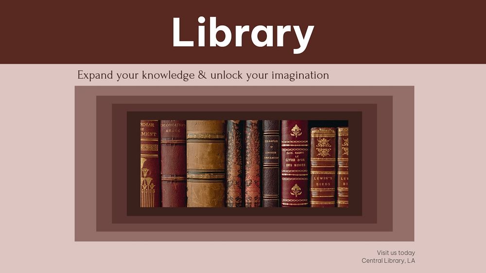 Library blog banner template, editable text & design