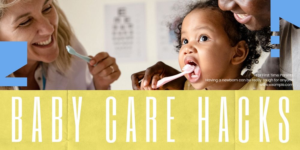 Baby care hacks Twitter post template, editable text