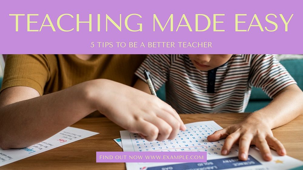 Teaching blog banner template, editable design