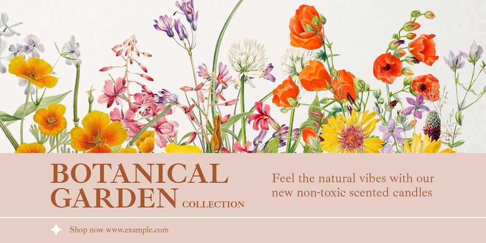 Botanical garden collection Twitter ad template, editable text & design