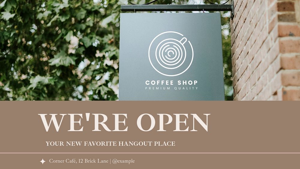 We're open blog banner template, editable text & design