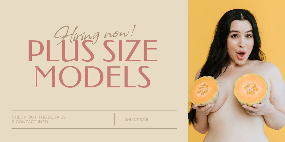 Plus size model Twitter ad template, editable text & design