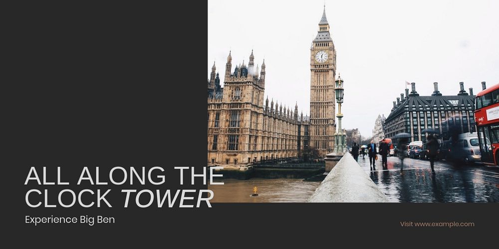 Big ben Twitter ad template, editable text & design