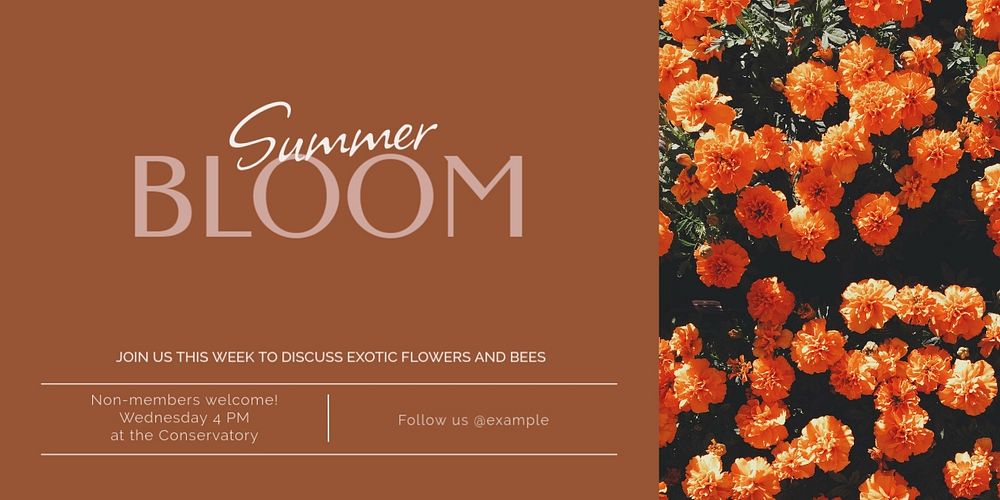 Summer bloom Twitter ad template, editable text & design