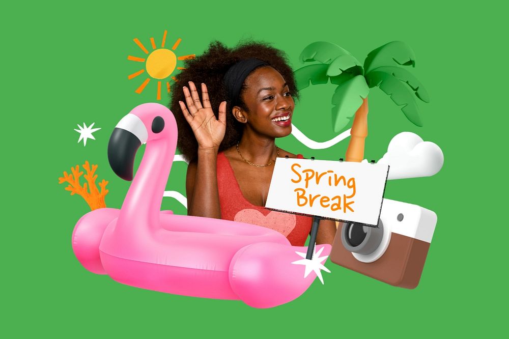 Spring break, editable word 3D remix