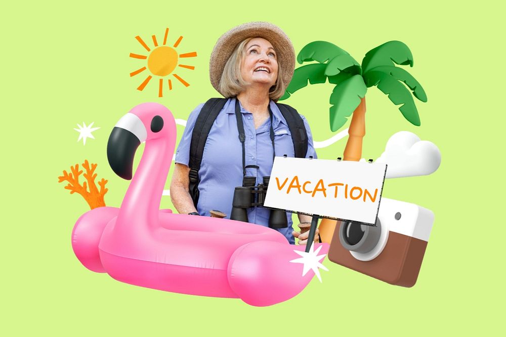 Summer vacation, editable word 3D remix