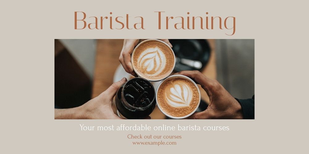 Barista training Twitter ad template, editable text & design