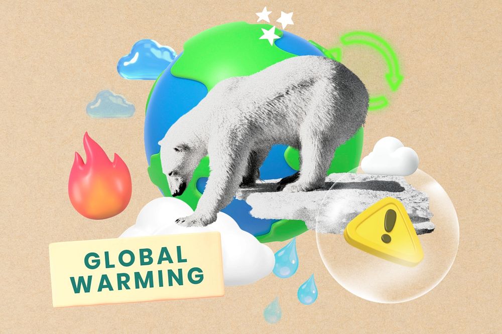 Global warming, editable word collage remix