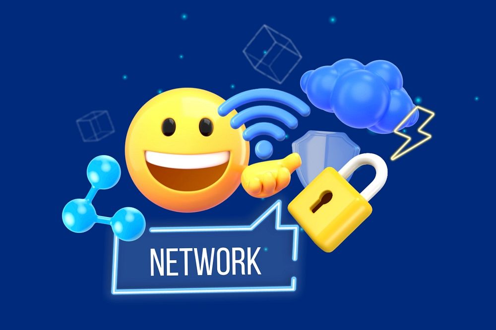 Network, editable word, 3D remix