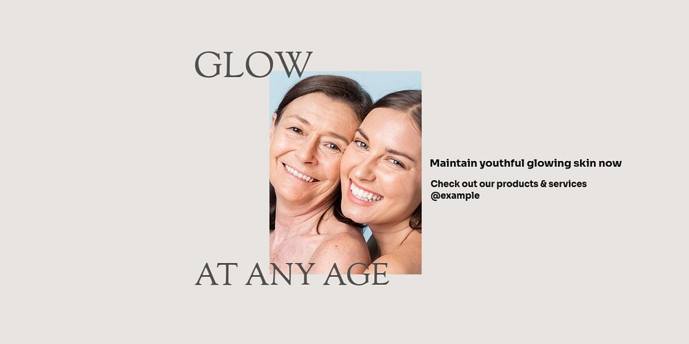 Aging skin treatment Twitter ad template, editable text & design