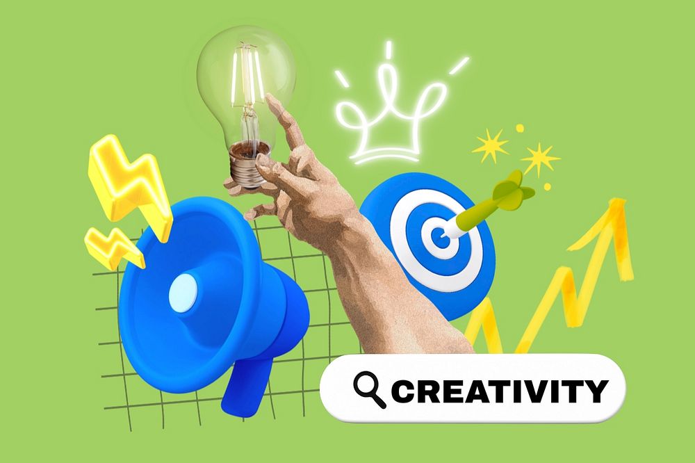 Creativity, editable business word 3D remix