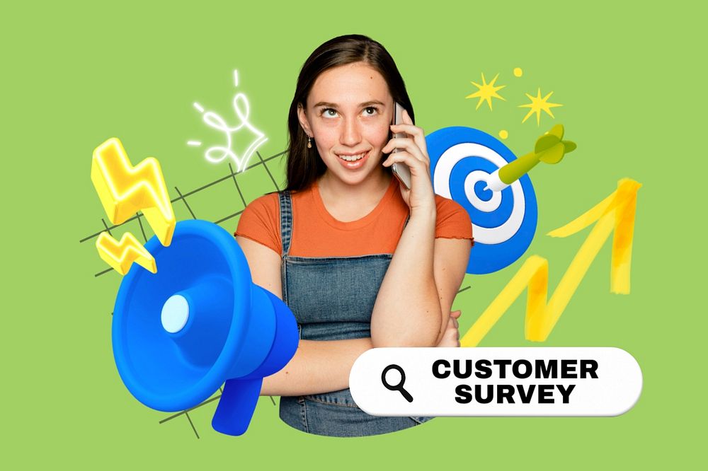 Customer survey, editable word, 3D remix