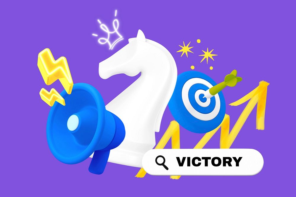 Victory, editable business word 3D remix