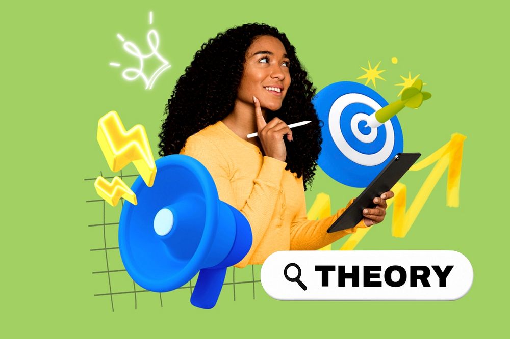 Theory, editable business word 3D remix