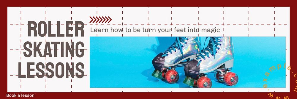 Roller skating lessons email header template, editable design