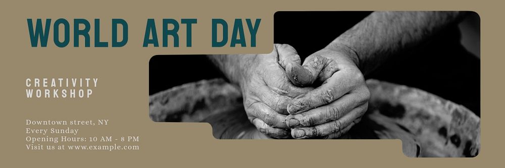 World art day email header template, editable design