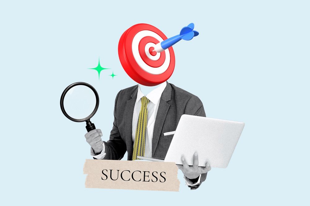 Success word, target head businessman remix, customizable design