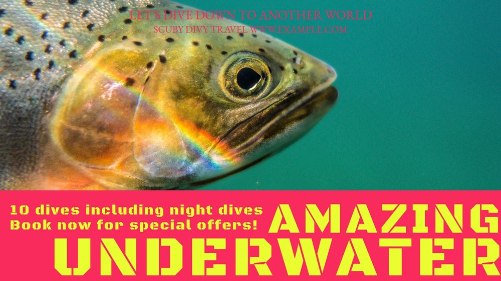 Underwater, diving trip blog banner template, editable design