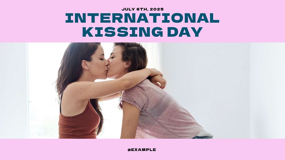 International kissing day blog banner template, editable design