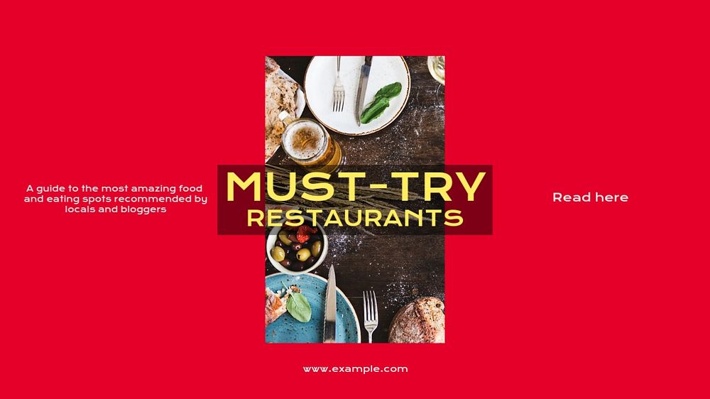 Must-try restaurants blog banner template, editable design